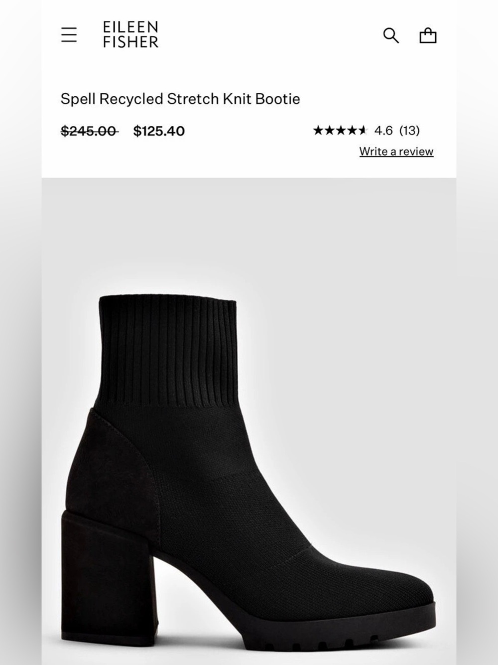 Eileen Fisher Spell Recycled Stretch Knit Boot 9.5